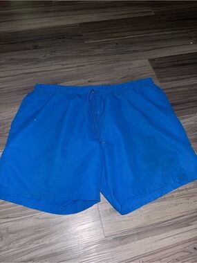 Men's Athletic Swim Shorts in Bright Blue with Drawstring